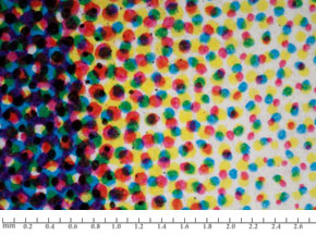Liquid Toner DP: dots with smooth edges in a rosette pattern     