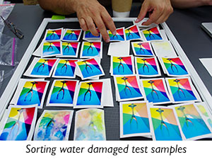 Sorting water damaged test samples
